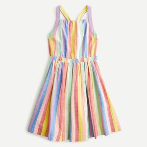 Crewcuts Size 7 Bow-back dress in rainbow stripe